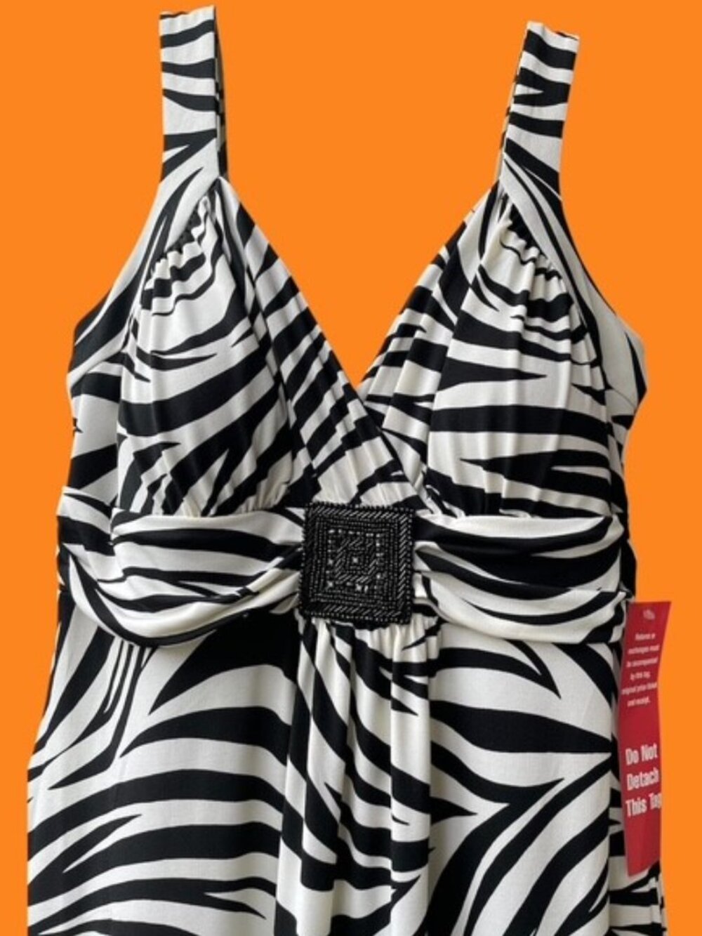 EnFocus Studio Maxi Dress Black Zebra Print Sleeveless V-Neck